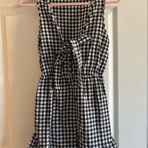 Black and white gingham romper